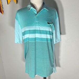 Nike Golf Blue and White Polo Shirt Stripes